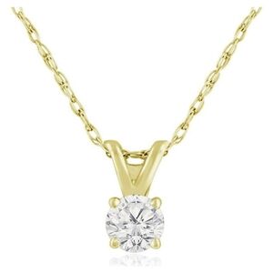 14 Karat Yellow Gold 1/6 Carat Diamond Solitaire Necklace, 18 Inches